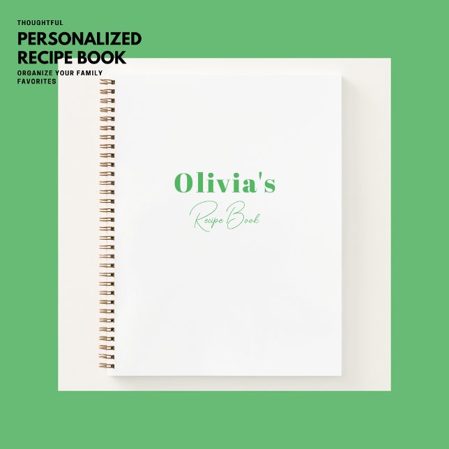 Simple Modern Green Personalised Recipe Book (Creator Uploaded)