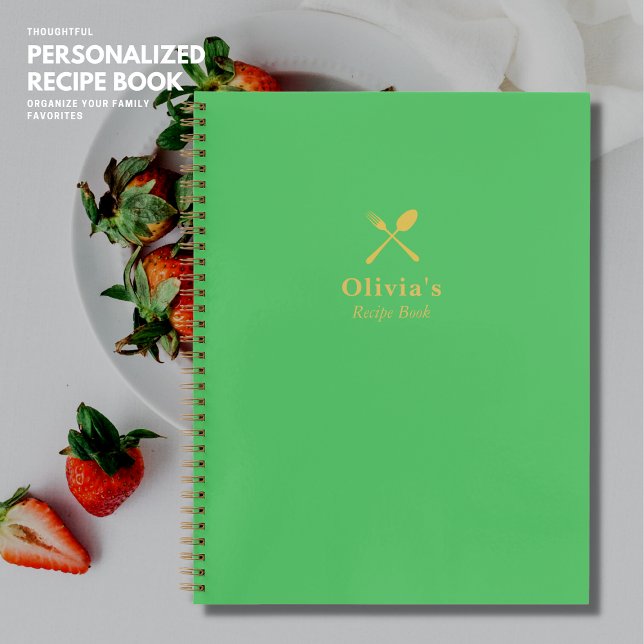 Simple Modern Green Personalised Recipe Book (Creator Uploaded)