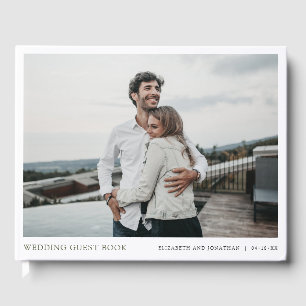 Simple Modern Green Typography Photo Wedding Guest Book