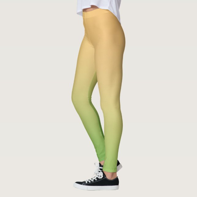 Simple Modern Green Yellow orange colour Gradient  Leggings (Left)