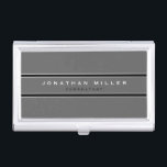 Simple Modern Grey | Black Stripe Business Card Holder<br><div class="desc">Professional business card holder features a simple grey design with custom name in a coordinating grey banner with a double black stripe with white accents and text. Shown with personalised name and title in simple modern font, this executive business card holder is designed as a template with custom text and...</div>