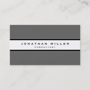 Simple Modern Grey   Black & White Stripe Business Card