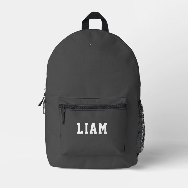 Simple Modern Grey Personalised Printed Backpack (Front)