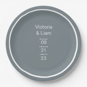 Simple Modern Grey Typography Paper Plate
