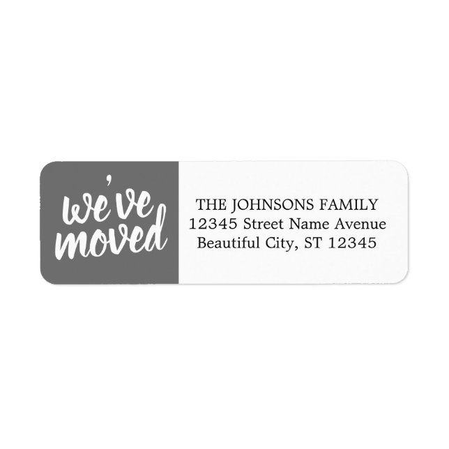 Simple Modern Grey We've Moved Return Address Label (Front)