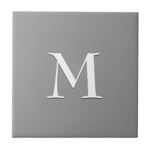 Simple Modern Grey White Monogram Ceramic Tile