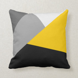 Simple Modern Grey Yellow and Black Geo Cushion