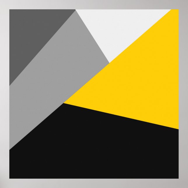 Simple Modern Grey Yellow and Black Geo Poster (Front)