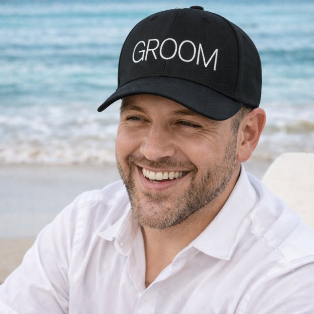 Simple Modern Groom Embroidered Hat (Honeymoon hat for Groom)
