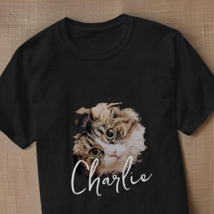 Simple Modern Grunge Custom Badge Pet Photo Name T-Shirt