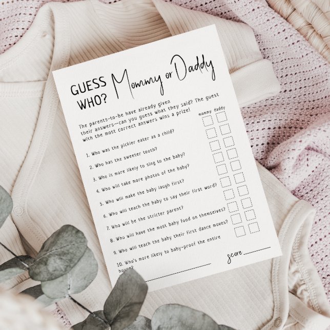 Simple Modern Guess Who Mummy Or Daddy Card (Creator Uploaded)