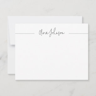 Simple Modern  Hand Lettered White Flat Note Card