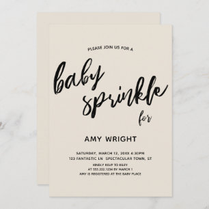 Simple Modern Handwriting Baby Sprinkle Cream Invitation