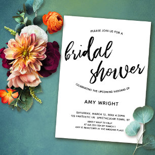Simple, Modern Handwriting Bridal Shower Invitation