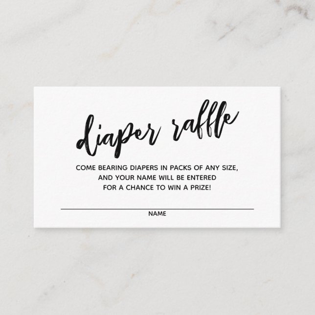 Simple Modern Handwriting Diaper Raffle Ticket Enclosure Card (Front)