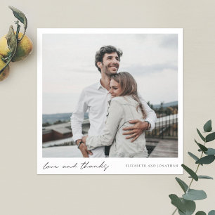 Simple Modern Handwriting Script Photo Wedding Thank You Card