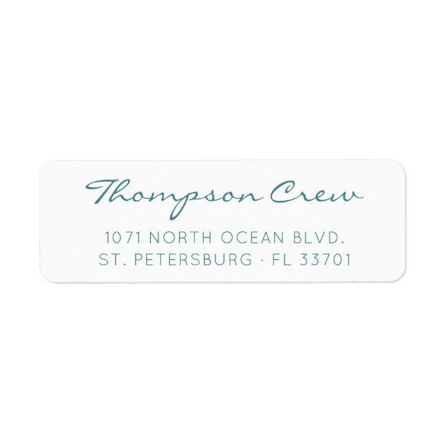Simple Modern Handwritten Aqua Blue Return Address Label (Front)