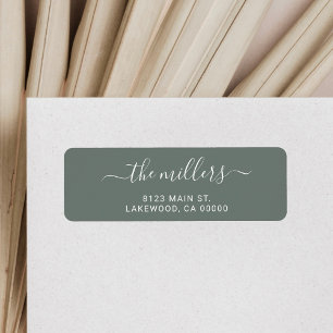 Simple Modern Handwritten Family Green Return Address Label