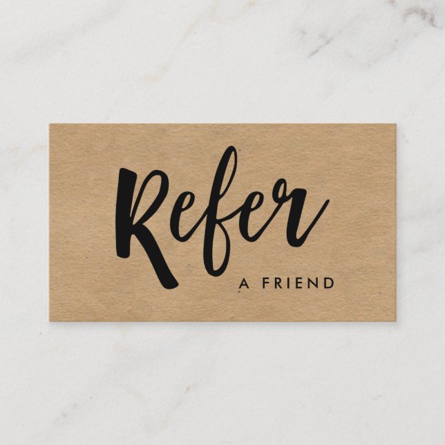 Simple Modern Handwritten Script | Kraft Look Referral Card (Front)