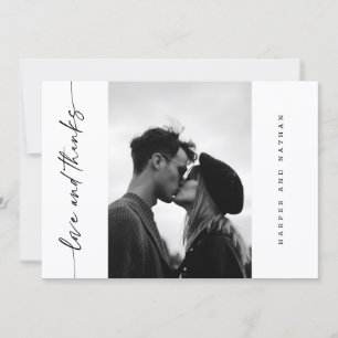 Simple Modern Handwritten Script Photo Wedding Thank You Card