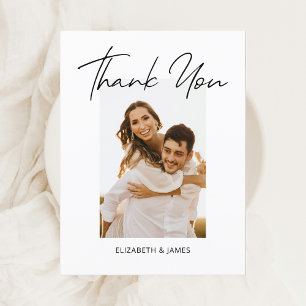 Simple Modern Handwritten Thank You Photo Wedding Postcard