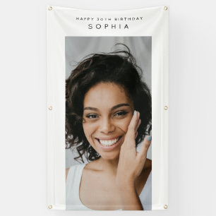 Simple Modern Happy 30th Birthday Party Photo Banner