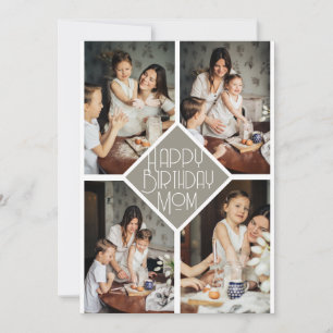 Simple Modern happy birthday mum photo collage Holiday Card