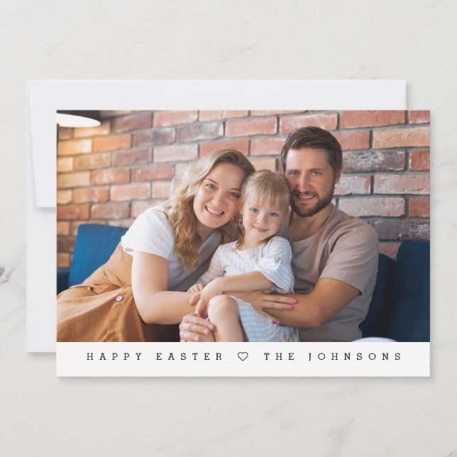 Simple Modern Happy Easter Custom one Family Photo Holiday Card (Front)
