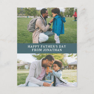 Simple Modern Happy Fathers Day 2 photo family Holiday Postcard