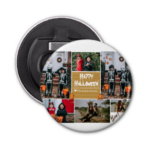 Simple Modern Happy Halloween photo family collage Bottle Opener