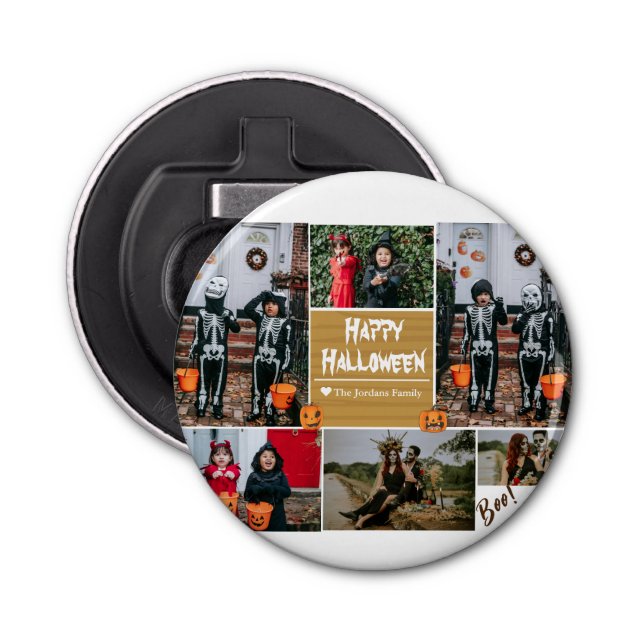 Simple Modern Happy Halloween photo family collage Bottle Opener (Front)