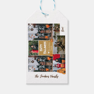 Simple Modern Happy Halloween photo family collage Gift Tags