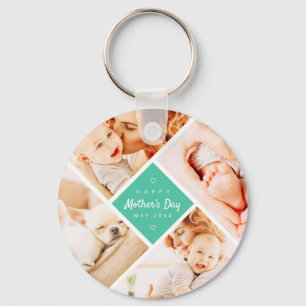 Simple Modern Happy Mother's Day Custom Photo Key Ring