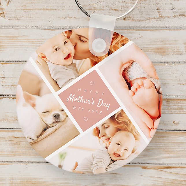 Simple Modern Happy Mother's Day Custom Photo Key Ring (Creator Uploaded)