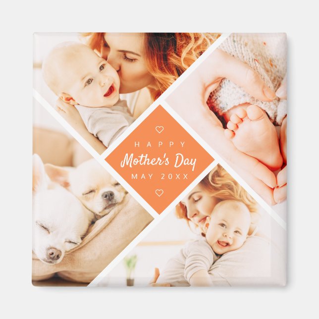 Simple Modern Happy Mother's Day Custom Photo Magnet (Front)
