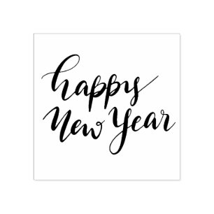 Simple Modern   Happy New Year Casual Script Rubber Stamp