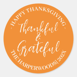 Simple Modern Happy thanksgiving family Classic Round Sticker