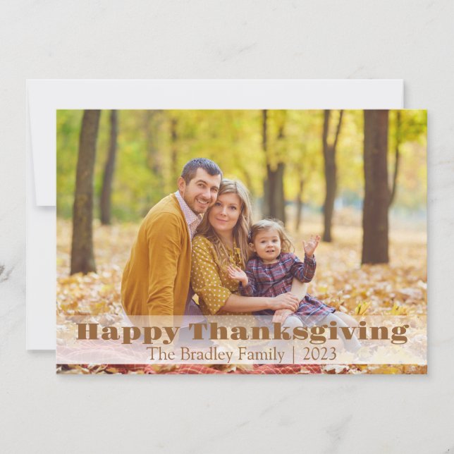 Simple Modern Happy Thanksgiving family two photo Holiday Card (Front)