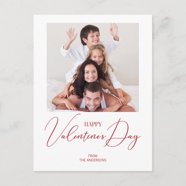 Simple Modern Happy Valentine's Day Photo Postcard (Front)