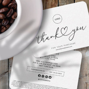 Simple Modern Heart Business Logo Coupon Promo Card