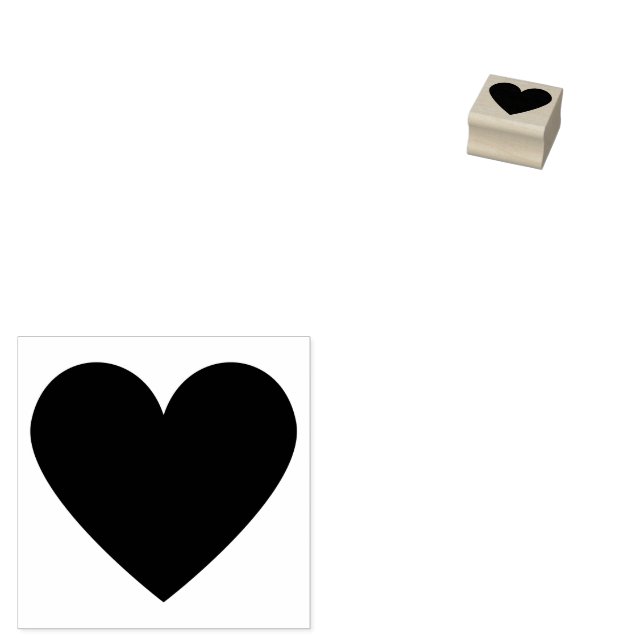 Simple Modern Heart Custom With Love Rubber Stamp (Stamped)