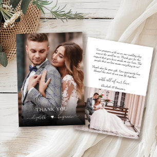 Simple Modern Heart Photo Wedding Thank You Card