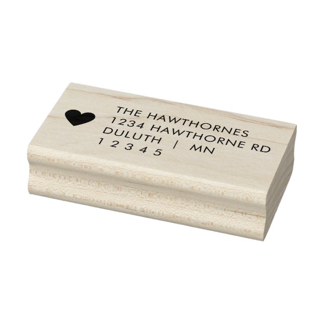 Simple Modern Heart Return Address  Rubber Stamp (Stamp)