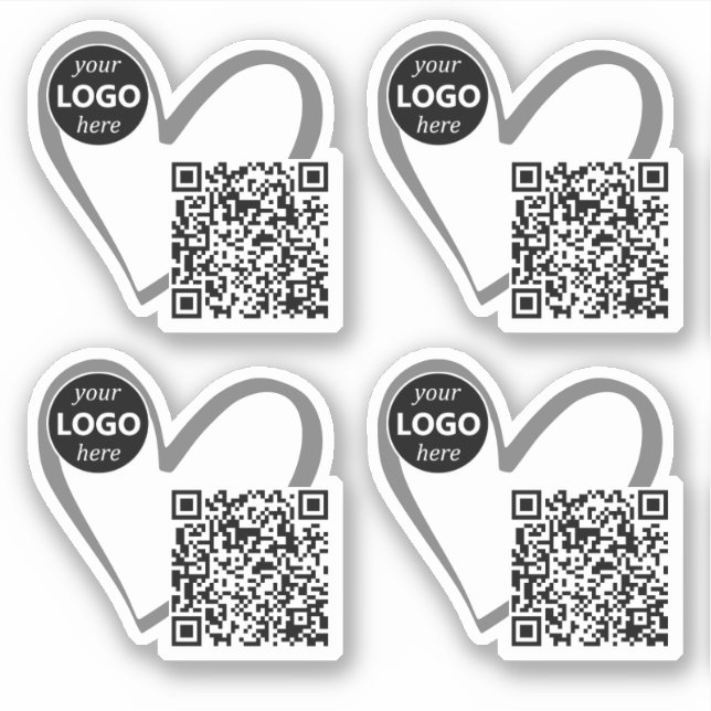 Simple Modern Heart Shaped Logo QR Code Template  (Front)