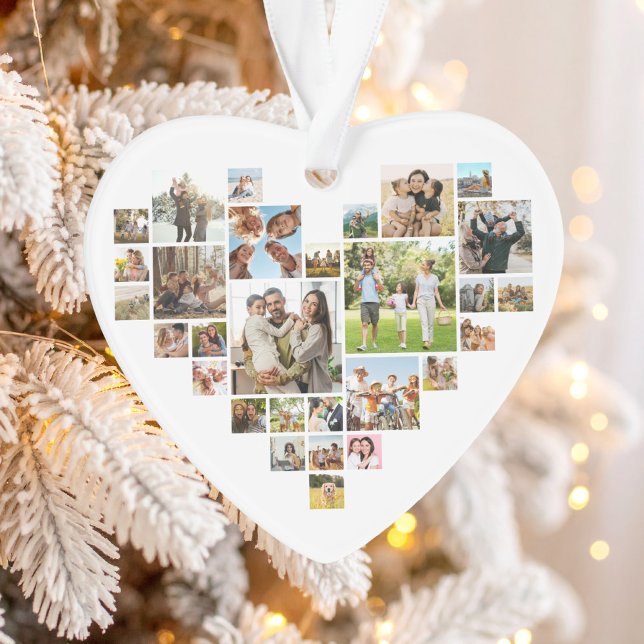 Simple Modern Heart Shaped Photo Collage Ornament (Heart Shaped Photo Collage Acrylic Ornament)