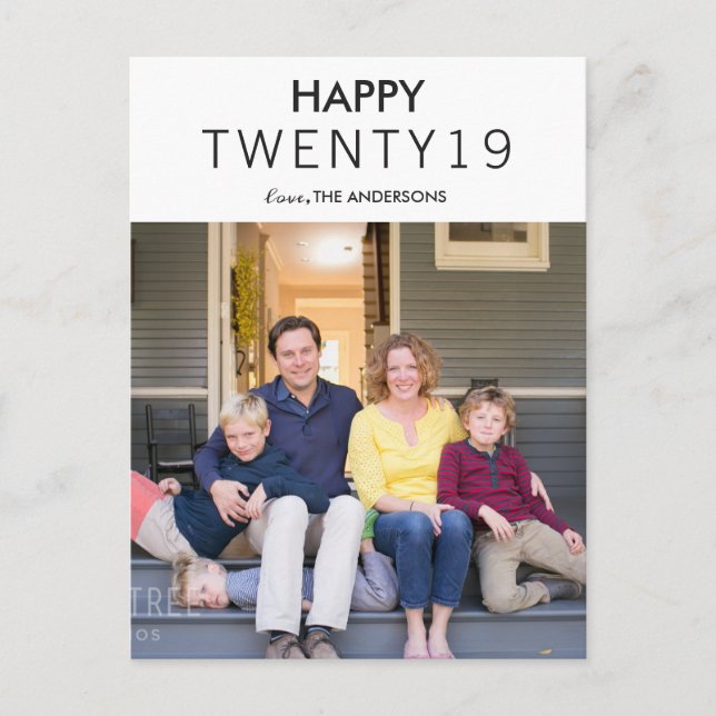 Simple Modern Hello Happy New Year Photo Postcard (Front)