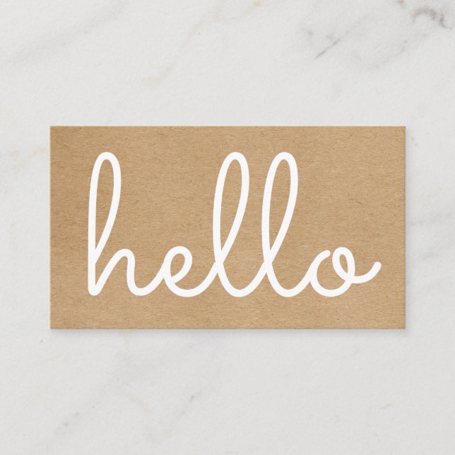 Simple Modern Hello Rustic Kraft Business Card (Front)