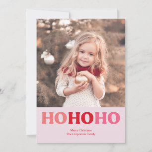 Simple Modern Holiday Red & Pink 2 Photo Card