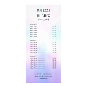 Simple Modern Holographic Salon Service Menu