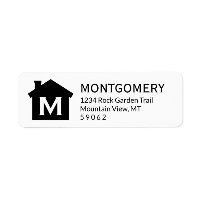 Simple Modern Home Elegant Monogram Return Address Label (Front)